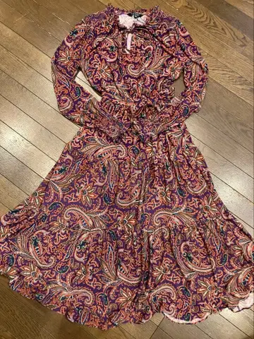 LAUREN 페이즐리 무늬 플레어 스커트