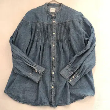 coen 코엔 데님 핀턱 블라우스 밴드 카라 24SS M