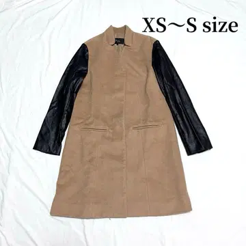 겨울 상품 코트 레이빔즈 가죽 절개 롱 코트 미들 기장 코트 S 상당 울