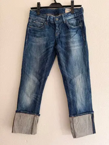 지스타 로우 다크 블루 롤업 데님 팬츠