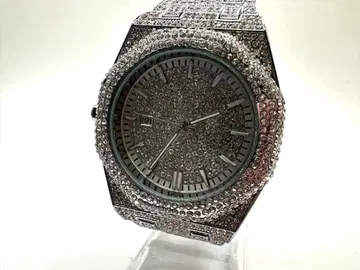 크리스탈 장식 실버 손목시계 긴