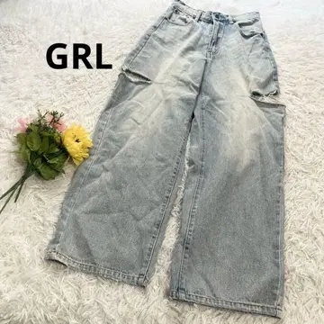 그레일 [ M ] 팬츠 청바지 데님 와이드 데미지 컷팅