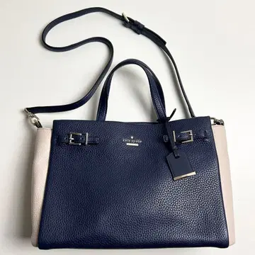 새상품급 케이트 스페이드/2WAY 가죽 토트백(숄더백) 소가죽/블루
