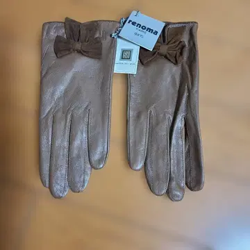 renoma 브라운 가죽 장갑 리본 포함