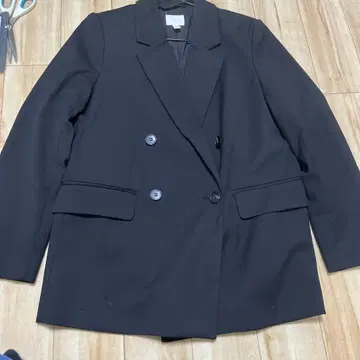 H&M 블랙 테일러드 자켓 더블 버튼