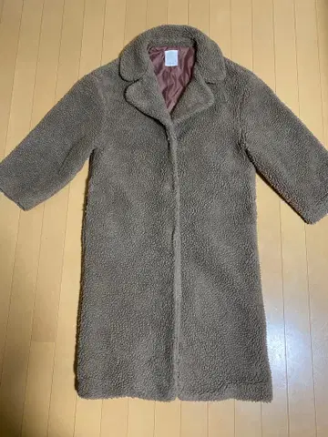 보아 롱 코트 브라운