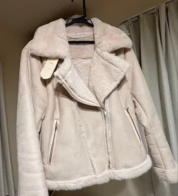 ems excite 무스탕 자켓 핑크 베이지