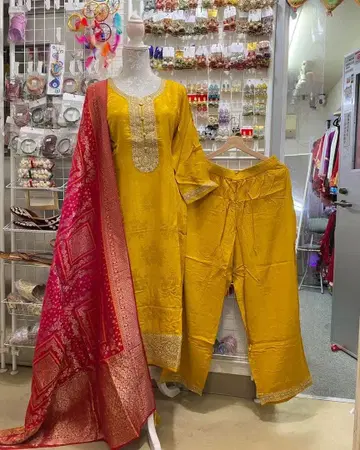 쿠르타, 팬츠, 숄 (3점 세트)