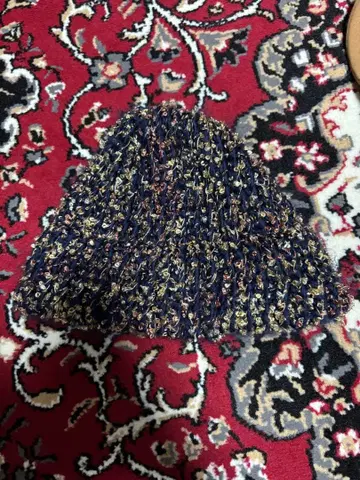 네이비 골드 니트 비니 모자