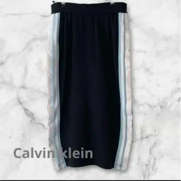 CK 캘빈클라인 사이드 스트라이프 라인 타이트 스커트 맨투맨 소재