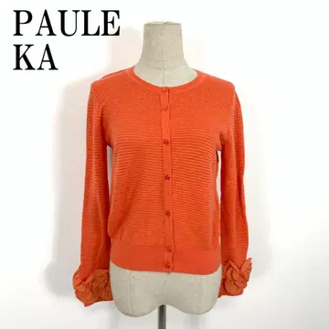 LA8441 폴카 긴팔 가디건 오렌지 울 코튼 M