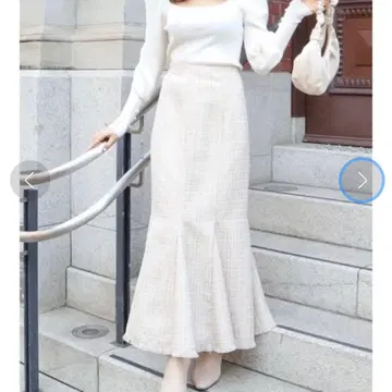 MIIA 트위드 머메이드 스커트 화이트