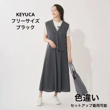 KEYUCA 브라이트 분또 베스트 플레어 스커트 셋업 블랙