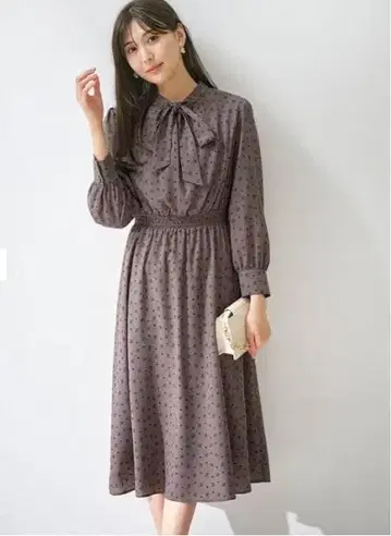 [세탁 가능] 2WAY 보우 프린트 원피스