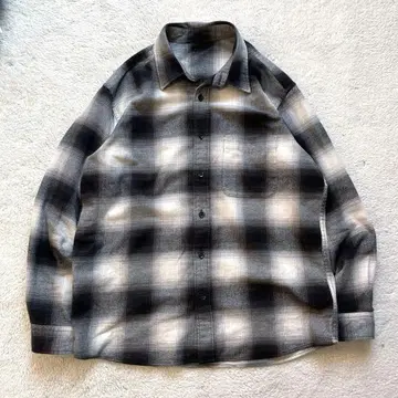 빈티지 구제 의류 노브랜드 옴브레 체크 셔츠 긴팔 레트로 구제 의류