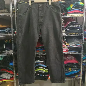 USA 구제 의류 러스터 초와이드 블랙 데님 팬츠 W40