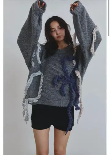 andequal asymmetry fringe knit