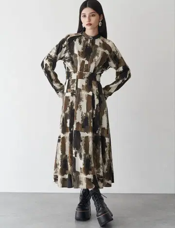 MURUA 원피스 뉴앙스 패턴 맥시 원피스