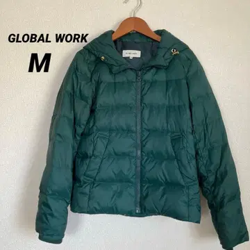 글로벌 워크 다운 자켓 숏 기장 후드 부착 그린 M