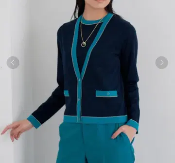 [새상품급] ANAYI 배색 파이핑 앙상블풍 풀오버 네이비 M