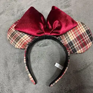 미니 마우스풍 체크 무늬 머리띠