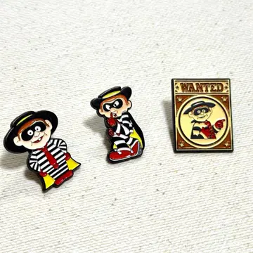 햄버거맨 핀 배지 핀즈 브로치 맥도날드 3개 세트