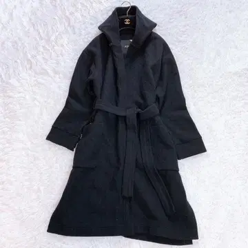 ATON 울 코트 벨트 포함 블랙 M 가운