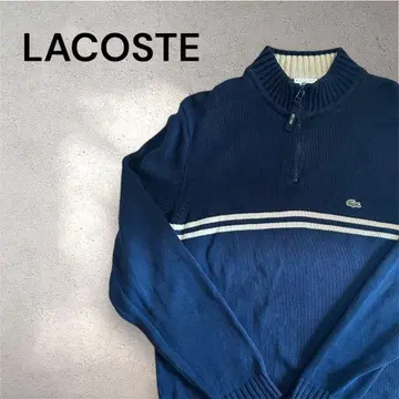 [ LACOSTE ] 하프 지퍼 코튼 니트 스웨터 네이비 라코스테