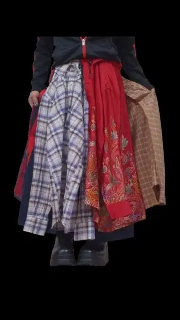 셔츠 대정체 롱 스커트