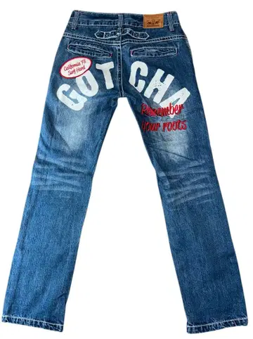 GOTCHA SURF G 팬츠 데님 페인트 와펜 자수 블루