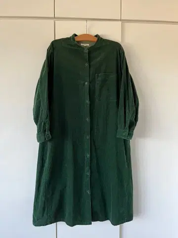 코듀로이 셔츠 원피스 다크 그린