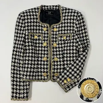 빈티지 골드 버튼 노카라 자켓 하운드투스 쇼와 레트로 버블리