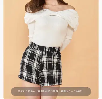 darich 오프숄더 리본 니트탑 화이트