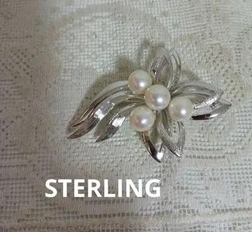 펄 4개 STERLING 브로치