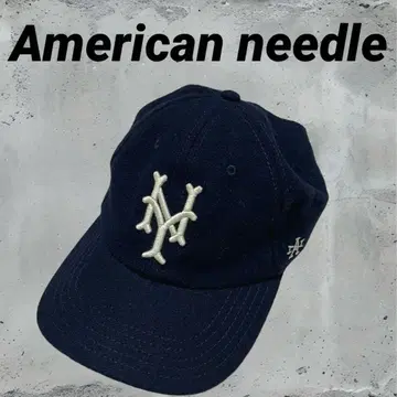 아메리칸 니들 네이비 NY 로고 컵스 캡 울 프리 사이즈