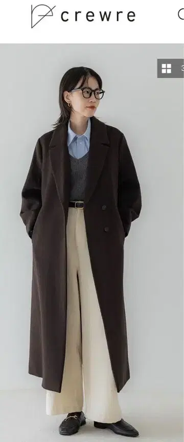 크루레 조절 울 롱 코트 브라운 사이즈 2