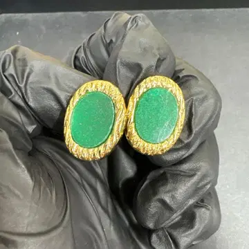 그린 스톤 골드 톤 커프스 단추