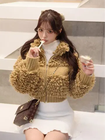 Darich 푸들 지퍼 가디건