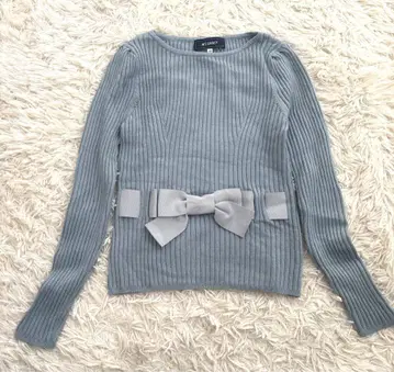 M'S GRACY 리브 니트 스웨터 그로그랭 리본 라이트 블루 40