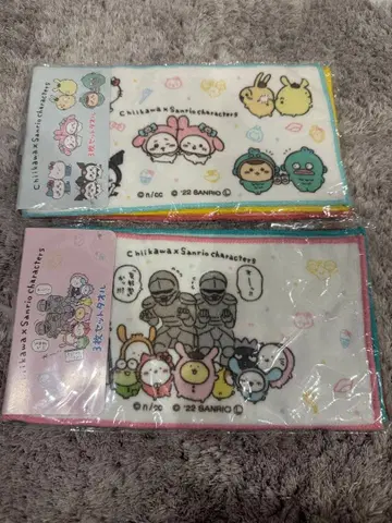 치이카와 x 산리오 캐릭터즈 핸드 타월 3개 세트 타월x2