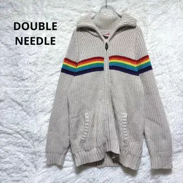 더블니들 집업 니트 가디건 레인보우 [ L ] 두꺼운 원단