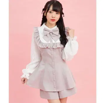 시크릿 허니 레이스 요크 셋업 핑크 긴팔