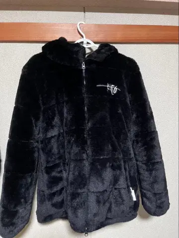 플리스 후드 부착 자켓 블랙 ( RETG )