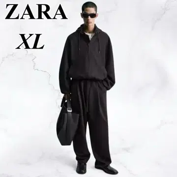 [ 완판템 ] ZARA 페이크 스웨이드 플리츠 와이드 팬츠 XL 블랙