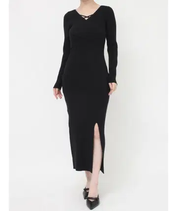 RESEXXY 더블 크로스 니트 원피스