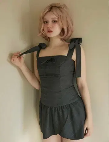 정품 [ andMary ] Rojina ribbon dress gray