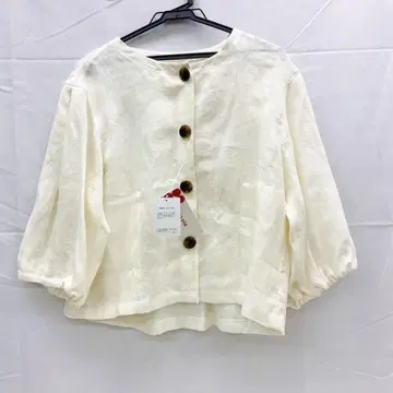 아이보리 린넨 벌룬 슬리브 셔츠