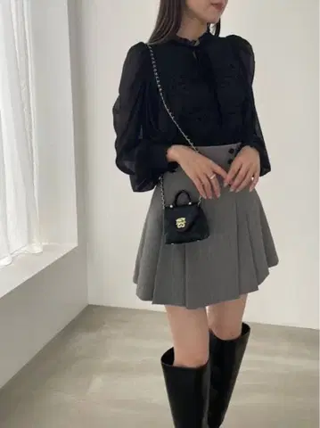 snidel 사이드 플리츠 스카숏 팬츠 0 grey