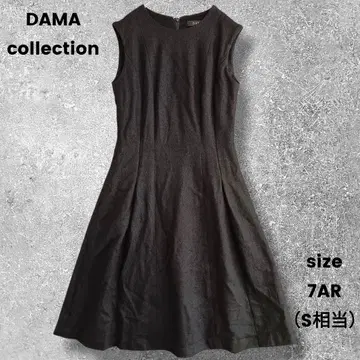 다마 컬렉션 트위드 롱 원피스 A라인 플레어 블랙 38 M