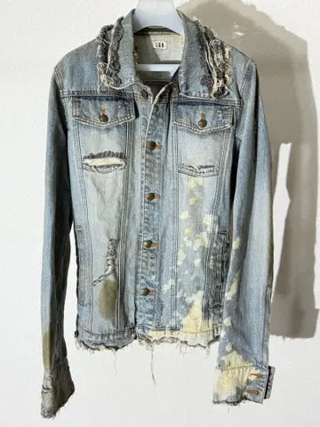 LGB 루 그랑 블루 페인트 데미지 가공 데님 자켓